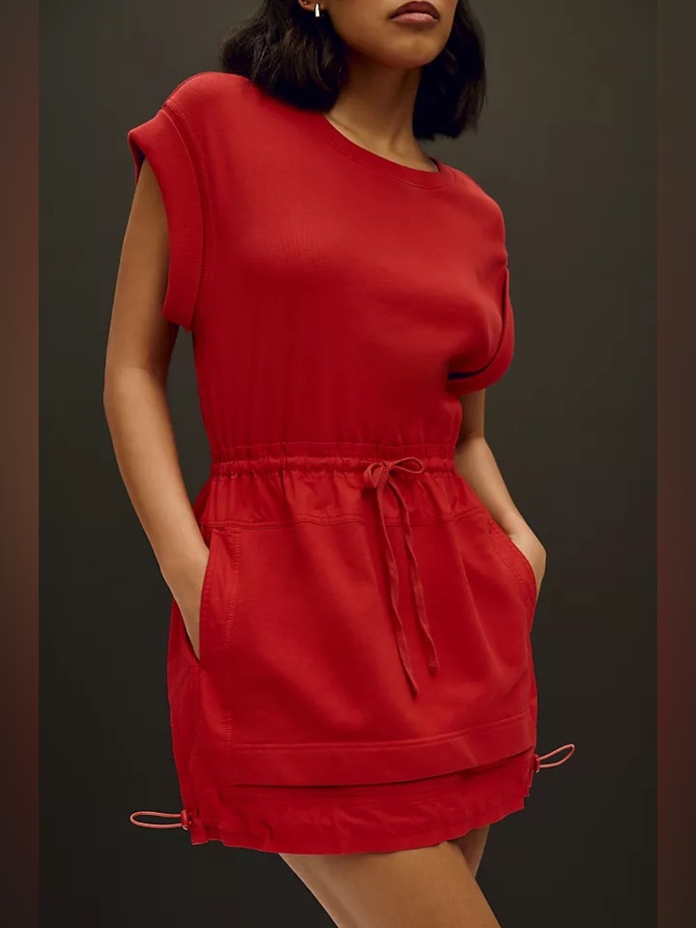 Anthropologie Daily Practice Red Drawstring Mini Dress